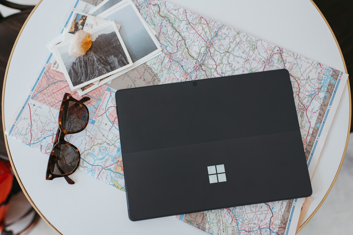 Map and laptop representing the Gazetteer project